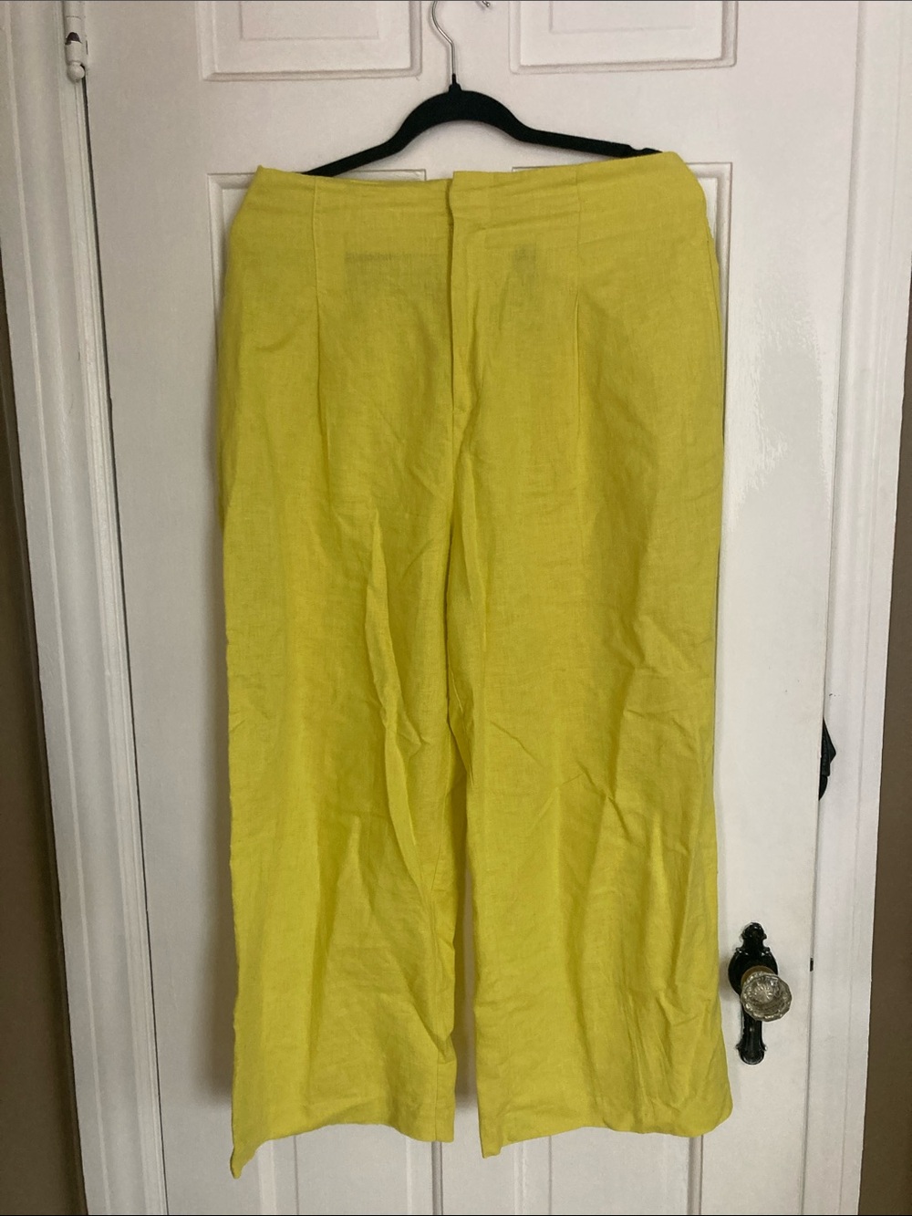 Zara Bright Yellow Wide-Leg Linen Pants